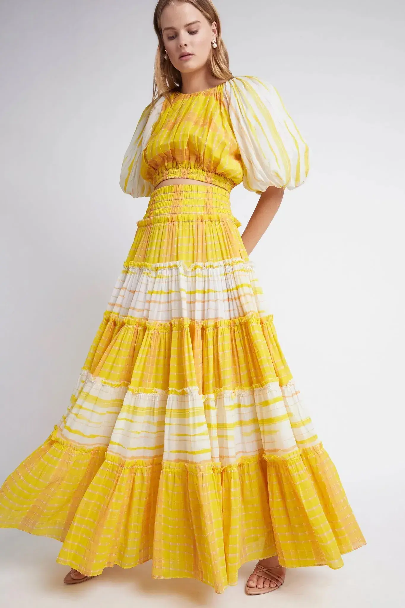 Aje Wilderness Cropped Top and Maxi Skirt Yellow Size AU 4 - Image 1