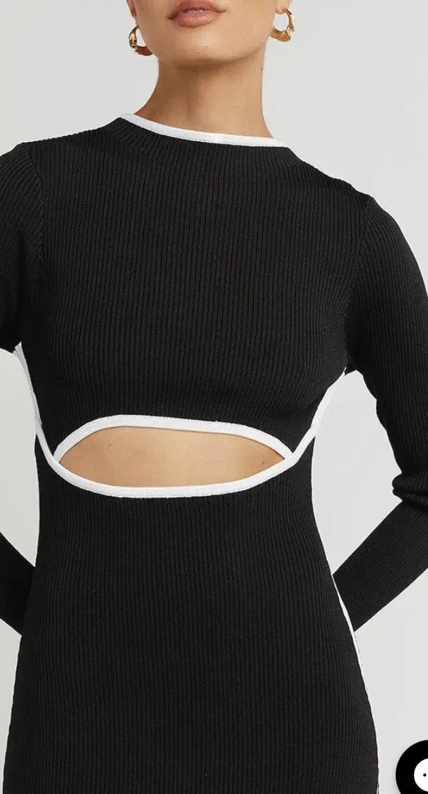 Dissh Binding Sleeved Knit Dress Black Size AU 10 for rent on The Volte - main image