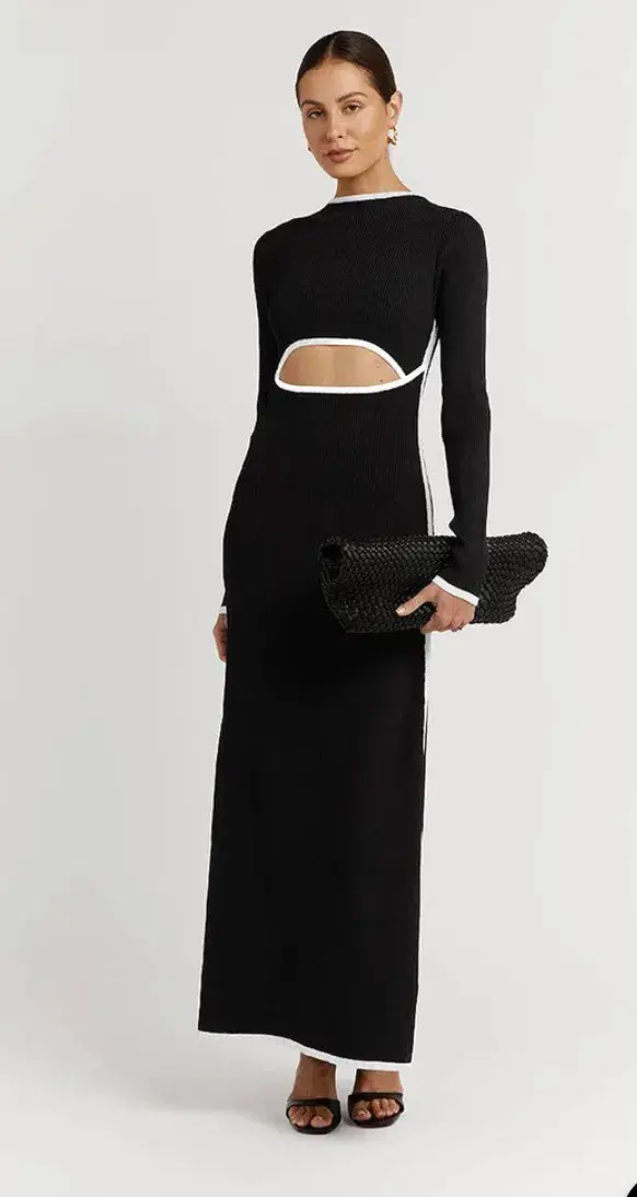 Dissh Binding Sleeved Knit Dress Black Size AU 10 - Image 1