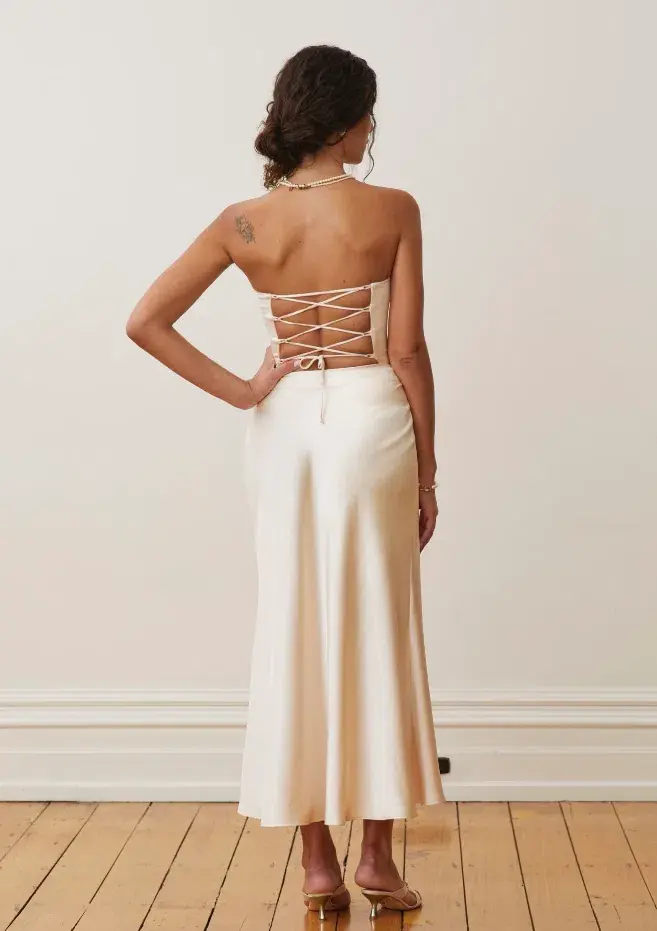 Arcina Ori Blair Bustier And Skirt Set Cream Size AU 10 for rent on The Volte - main image