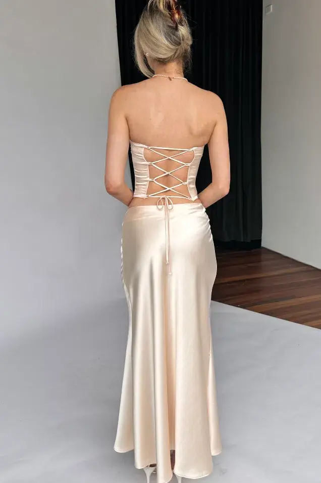 Arcina Ori Blair Bustier And Skirt Set Cream Size AU 10 for rent on The Volte - main image