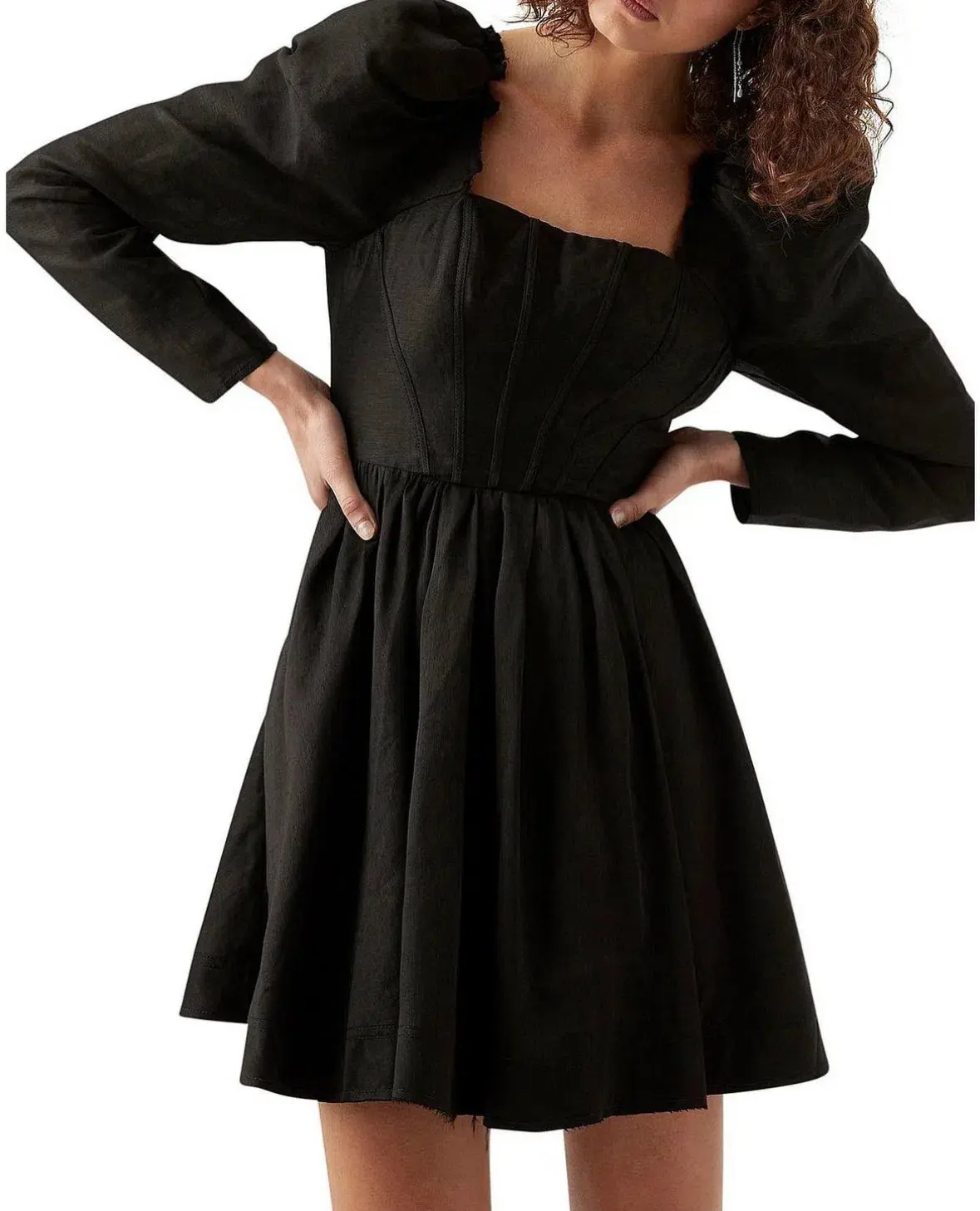 Aje Fleur Corset Long Sleeve Mini Dress in Black Size AU 6 - Image 3