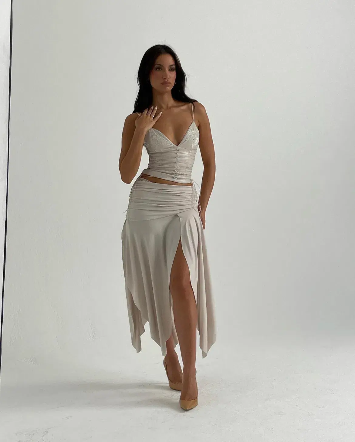 House Of CB Antonella Corset and Kaira Skirt Set Cream Size AU 8 - Image 1