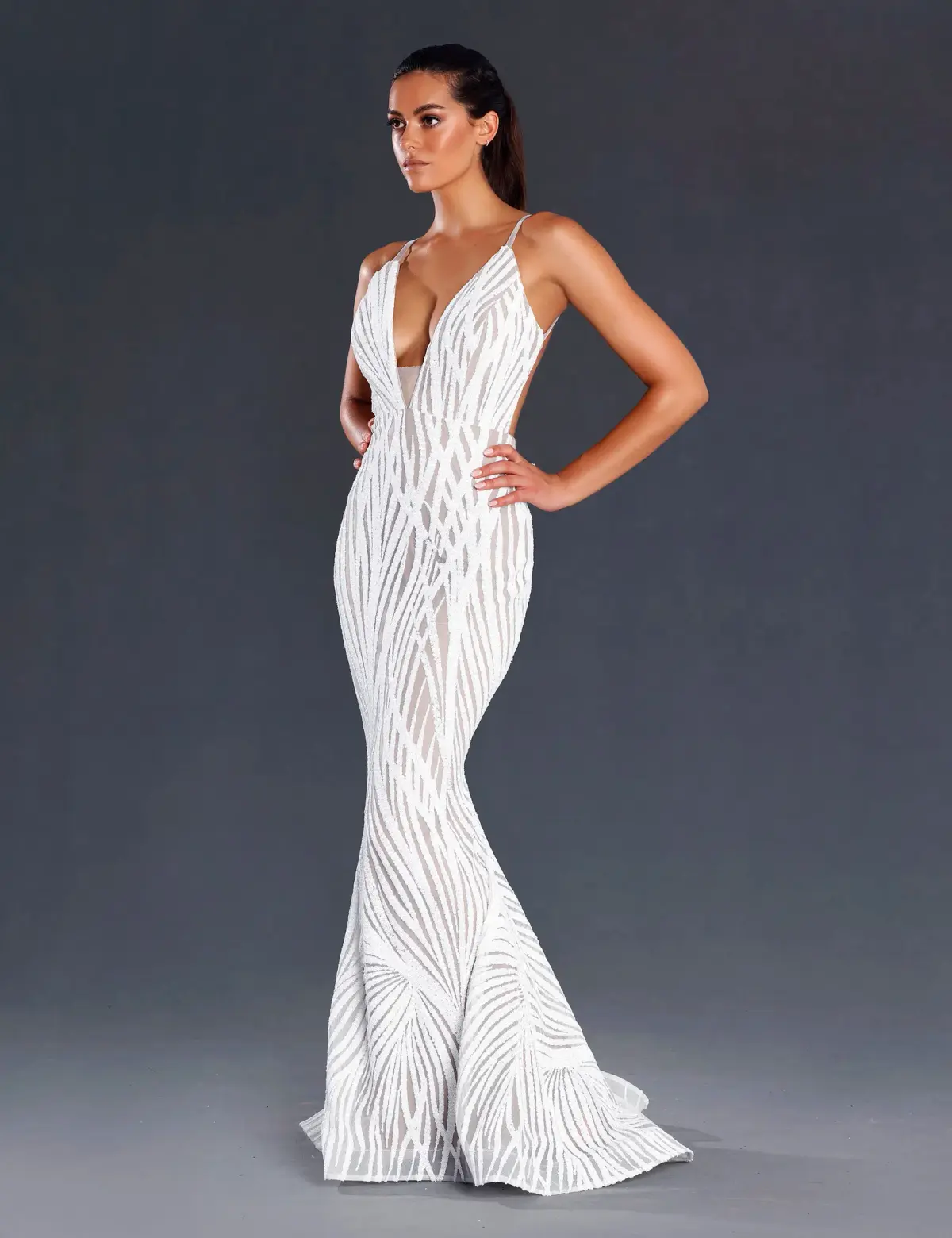 Jadore JX098 Beaded Dress White Size AU 10  - Image 1