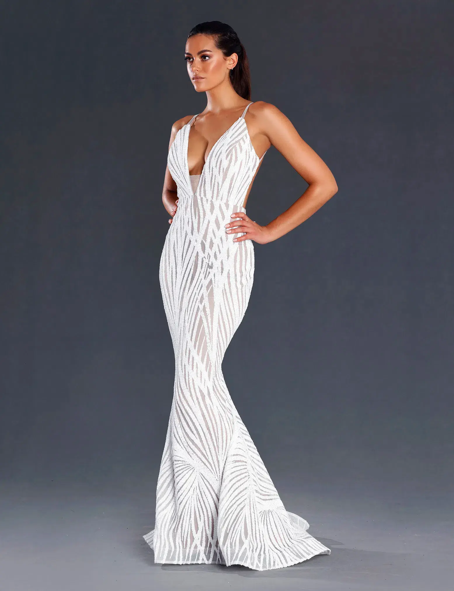 Jadore JX098 Beaded Dress White Size AU 10  - Image 1
