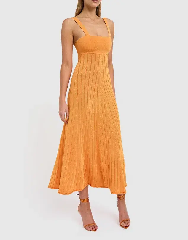 By Johnny Adelita Knit Midi Dress Orange Size 8 - Image 1