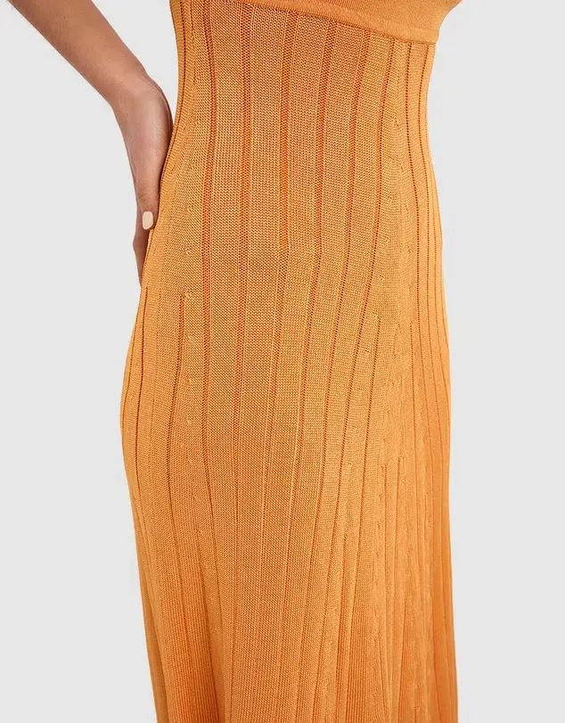 By Johnny Adelita Knit Midi Dress Orange Size 8 for rent on The Volte - main image