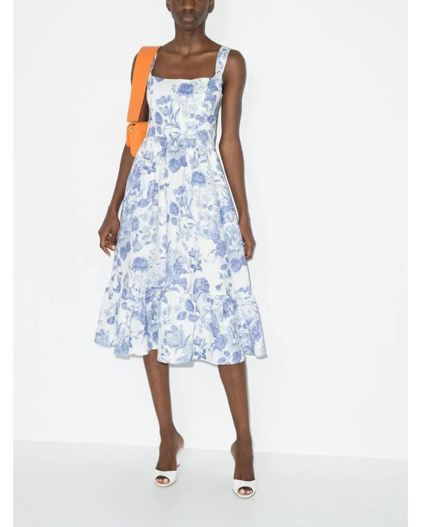 Reformation Square-Neck Tiered Midi Dress Floral Print Size AU 8 - Image 1