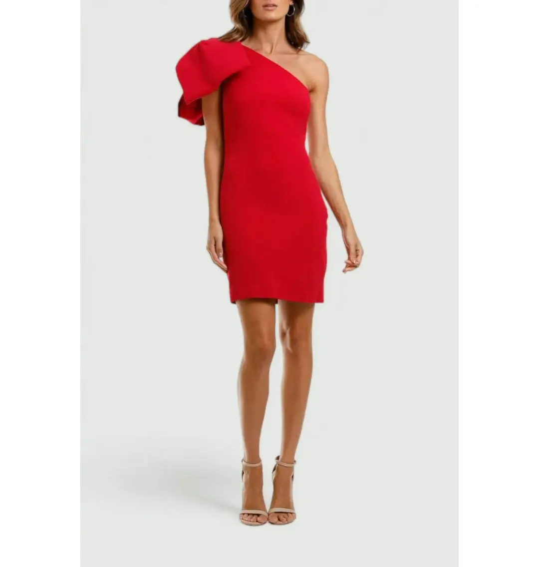 Rebecca Vallance Hamptons Bow Mini Dress Red Size AU 12 for rent on The Volte - main image