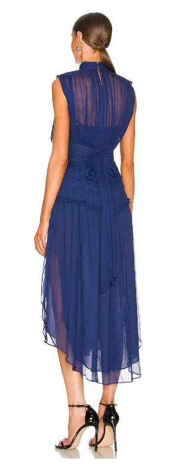 Shona Joy Safira Blue Pleated Chiffon Dress Blue Size 12 - Image 3