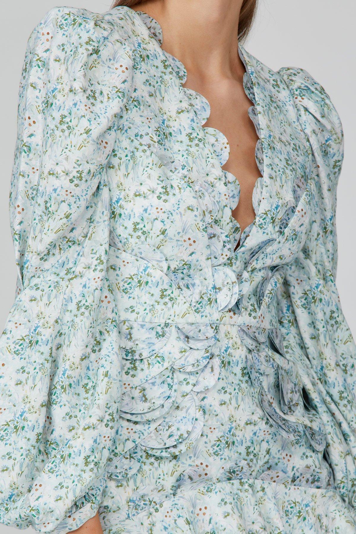 Acler Dixon Mini Dress Blue Floral Size AU 12 - Image 4
