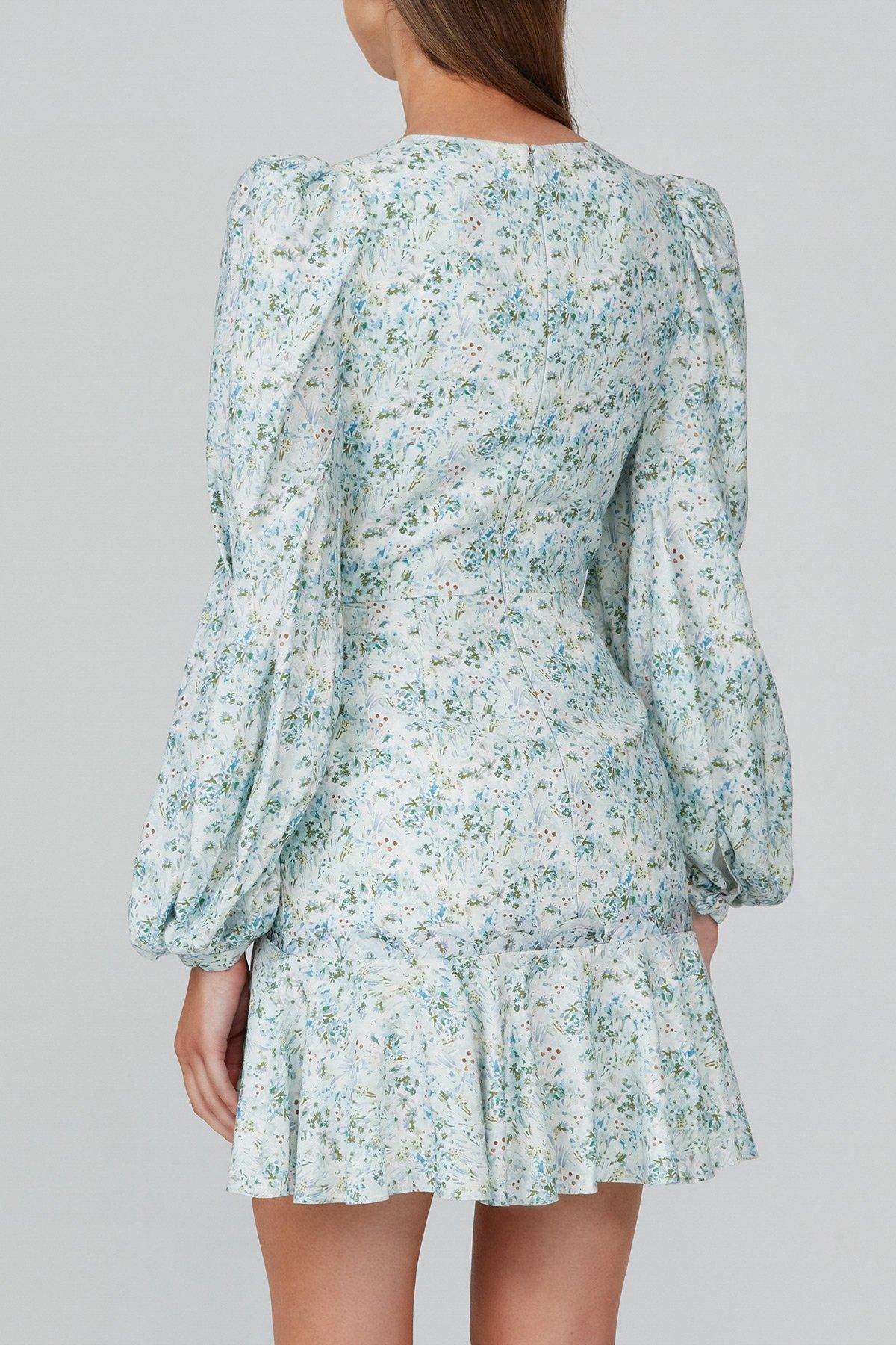 Acler Dixon Mini Dress Blue Floral Size AU 12 - Image 3