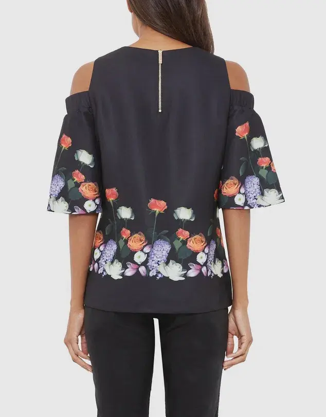 Ted Baker Kensington Amarga Cold-shoulder Top in Black in Size 1/AU 8 - Image 2