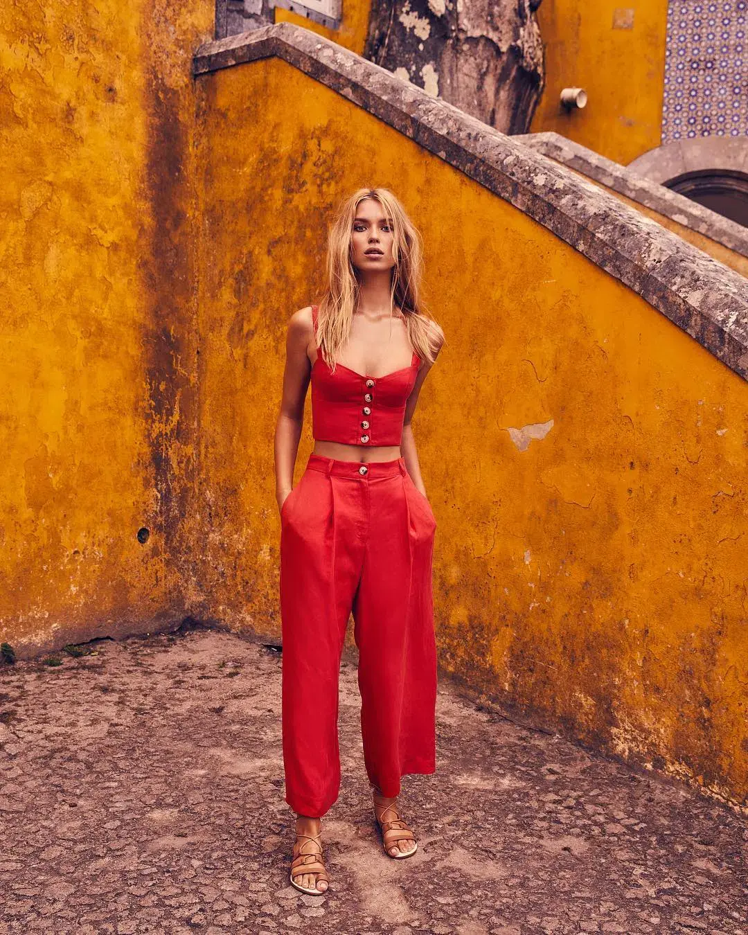 Kookai Bomba Top and Milly Pant Set in Red in Size 36/AU 8 for rent on The Volte - main image