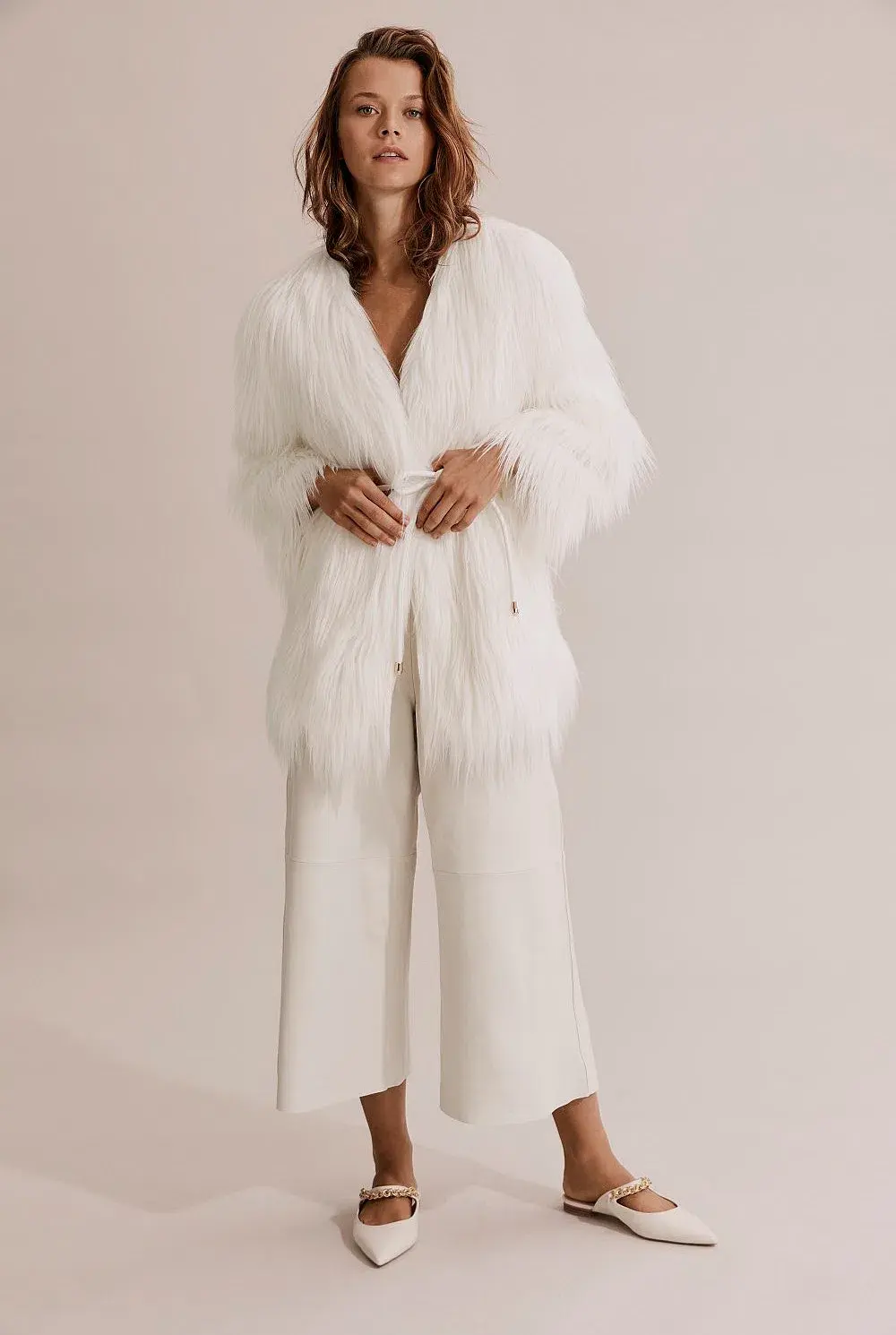 Country Road Luxurious White Leather Culotte Pants Size AU 10 - Image 1