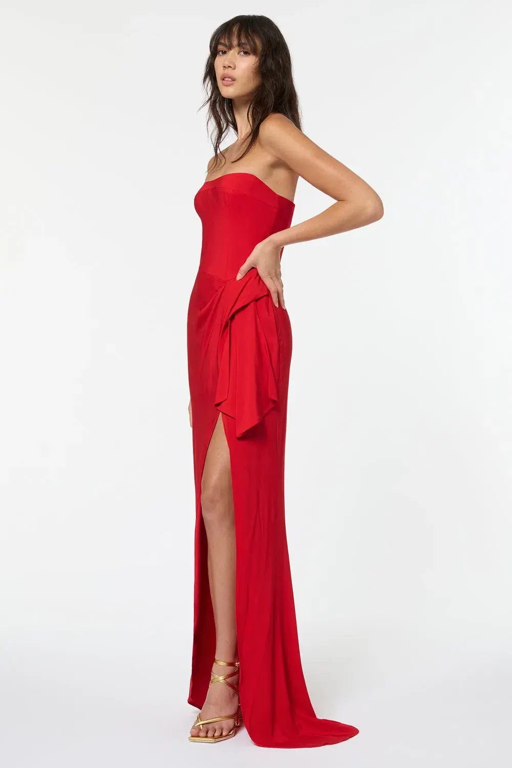 Manning Cartell Asymmetrical Games Strapless Gown Red Size 10  - Image 2