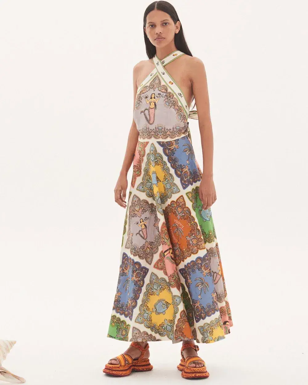 Alemais Trippy Troppo Halter Midi Dress Multi Print Size 8  - Image 4