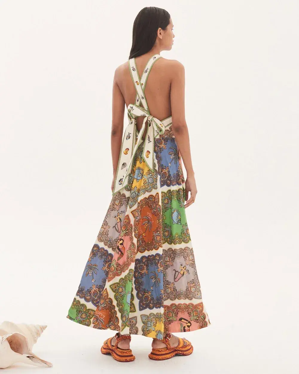 Alemais Trippy Troppo Halter Midi Dress Multi Print Size 8  - Image 7
