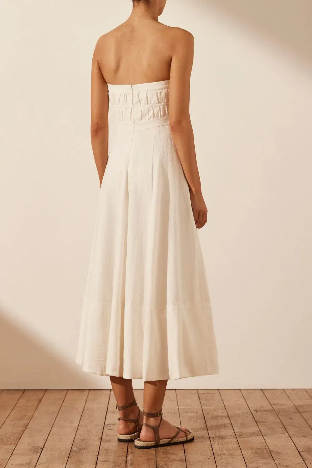 Shona Joy Akua Strapless Bustier Midi Dress Coconut Size 12 - Image 4