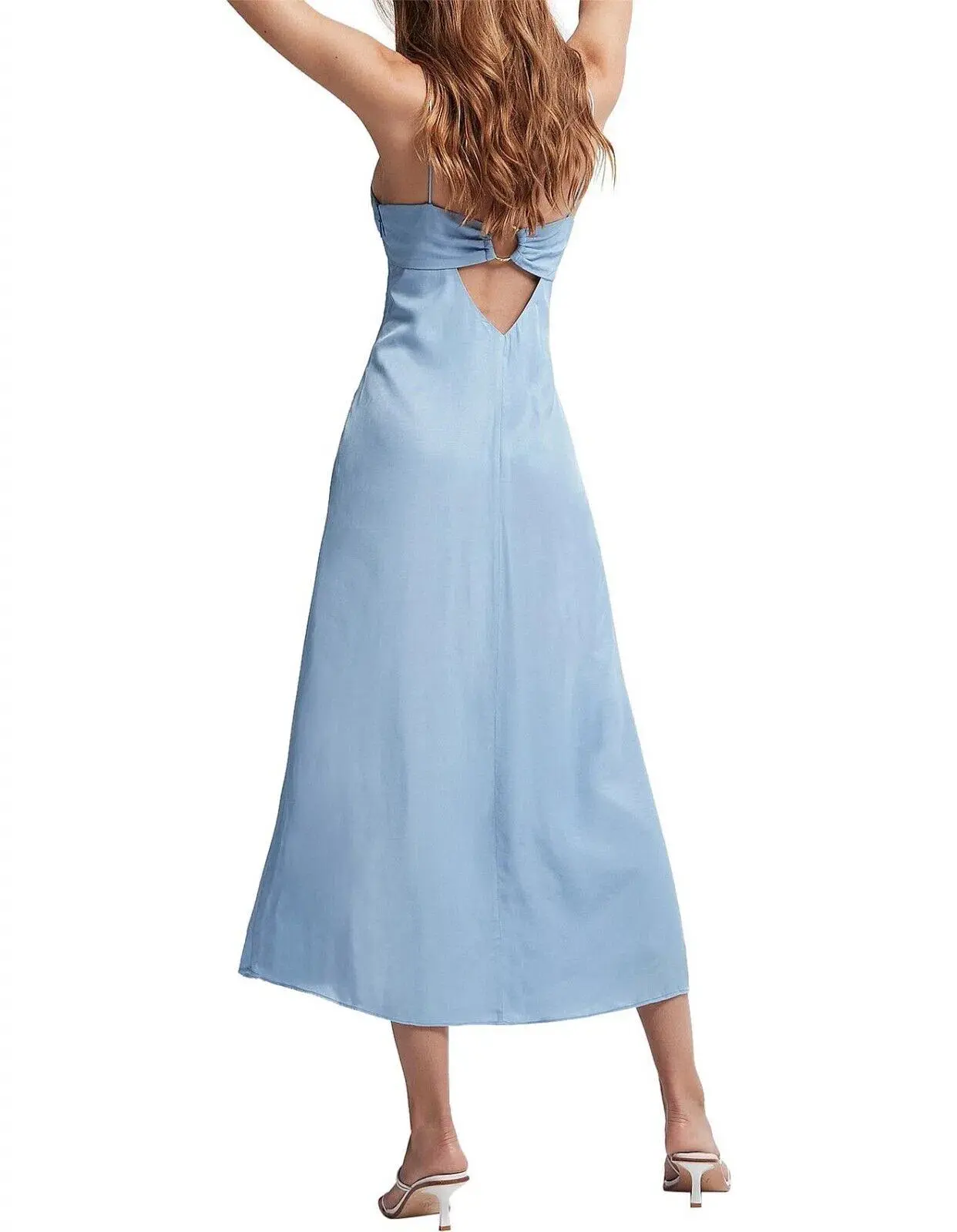 Aje Overture Ring Slip Midi Dress Light Blue A-Line Cut Out Back Size 6 - Image 3