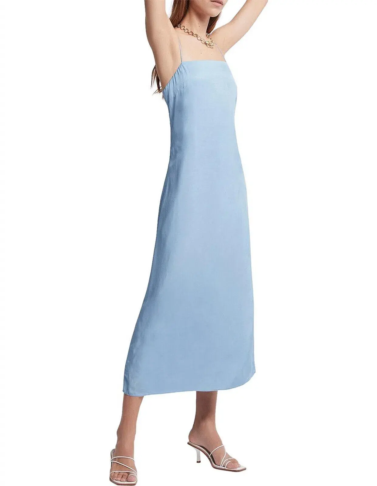 Aje Overture Ring Slip Midi Dress Light Blue A-Line Cut Out Back Size 6 - Image 2