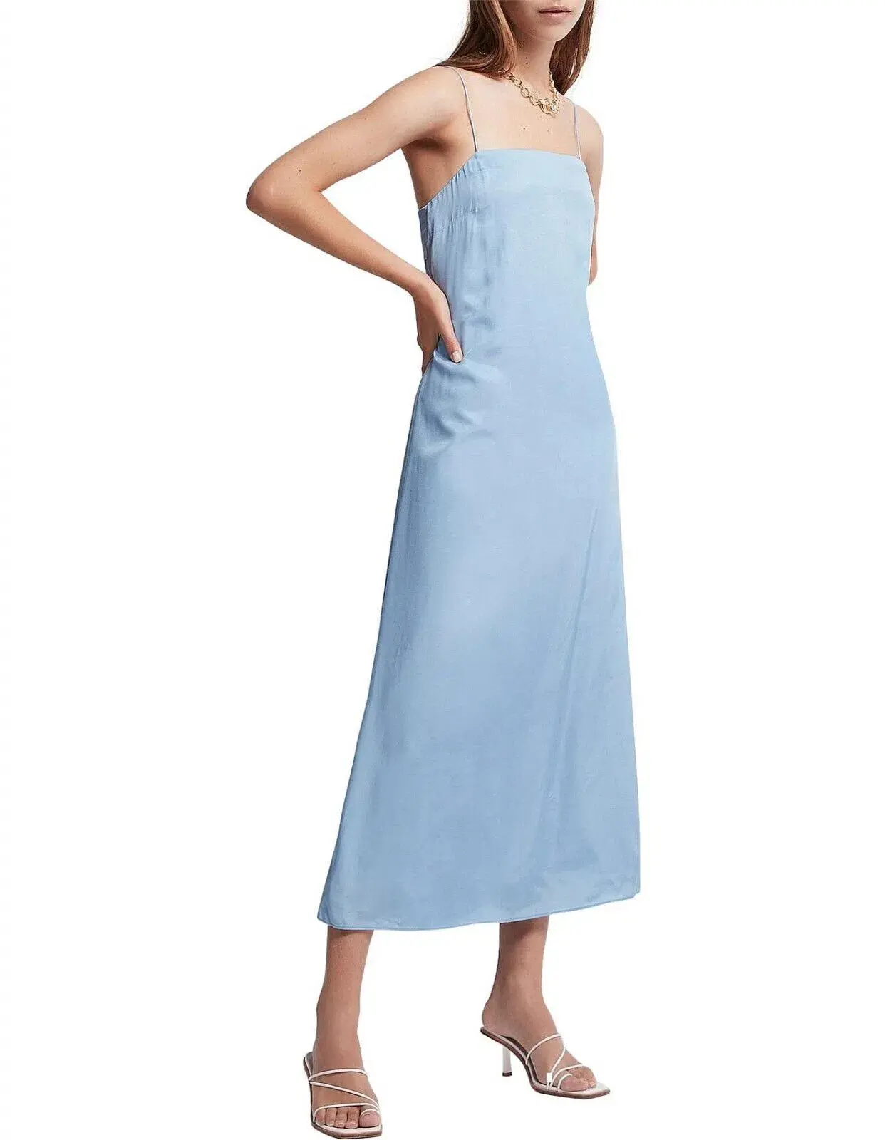 Aje Overture Ring Slip Midi Dress Light Blue A-Line Cut Out Back Size 6 - Image 1