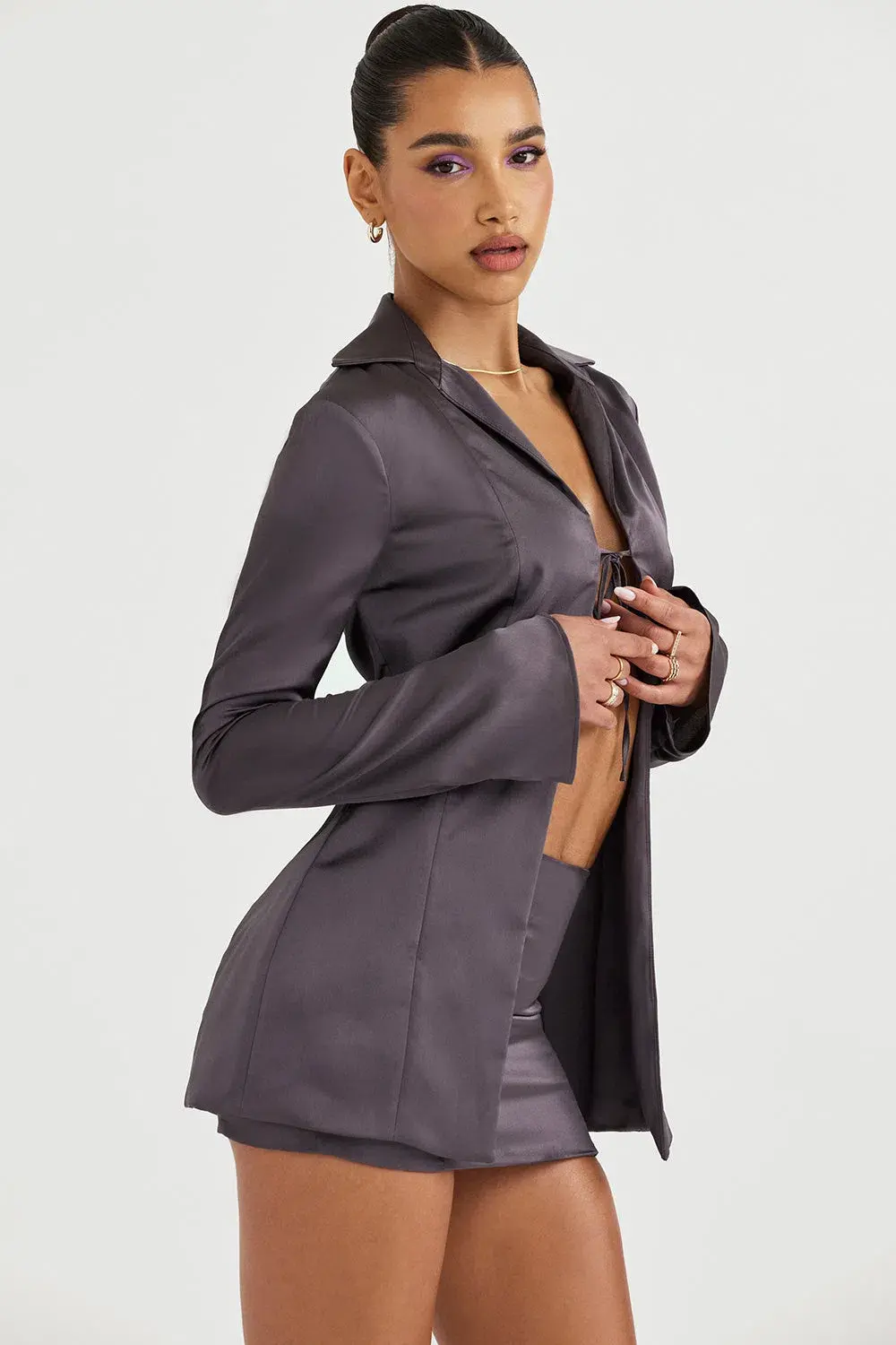 House Of CB Ailsa Blazer and Catalina Mini Skirt Set Grey Size M/AU 10 - Image 3