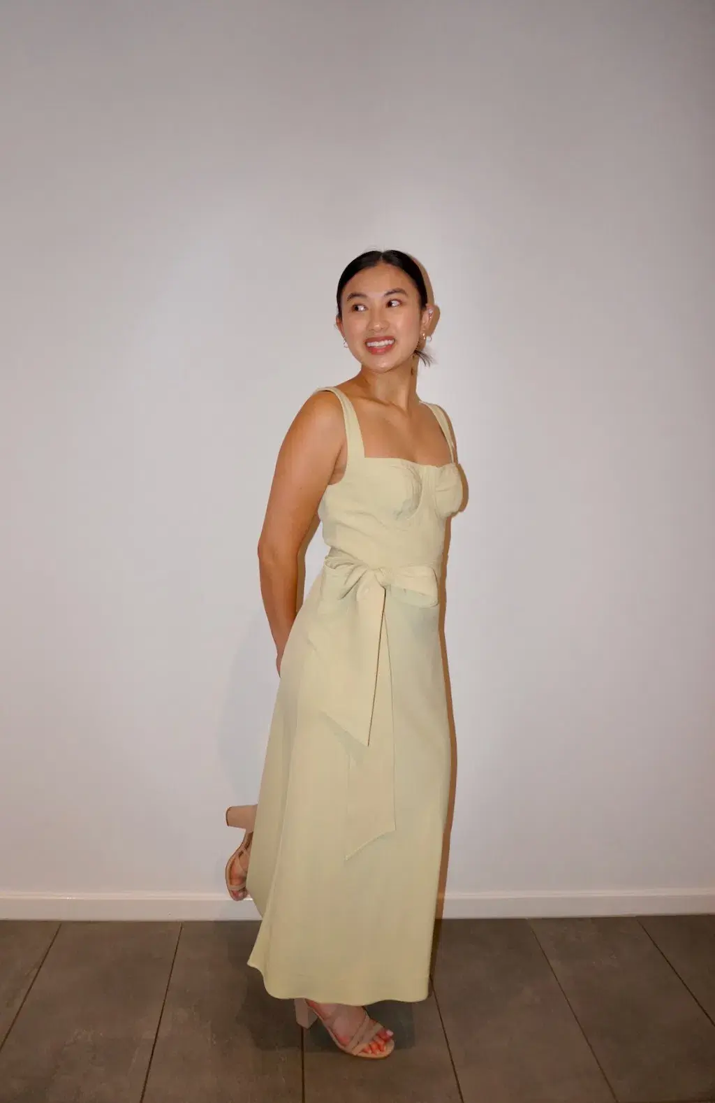 By Johnny Ora Bust Midi Dress Pistachio Size 8 for rent on The Volte - main image