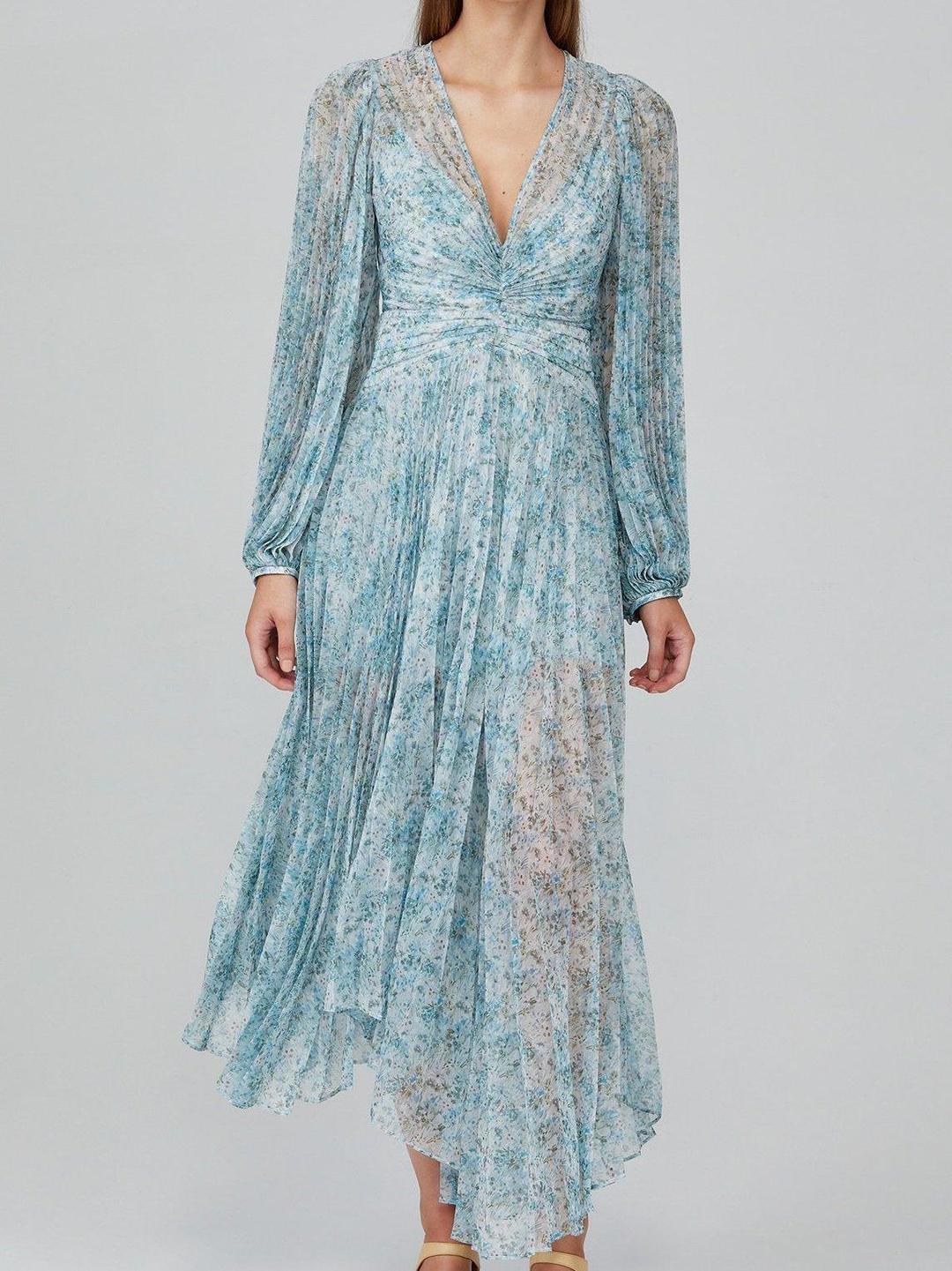 Acler Astone Midi Dress in Blue Fields Size 8 for rent on The Volte - main image