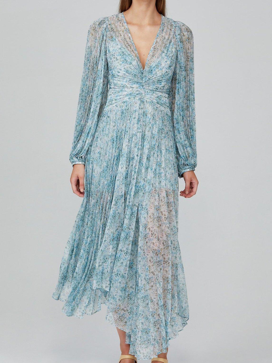 Acler Astone Midi Dress in Blue Fields Size 8 - Image 4