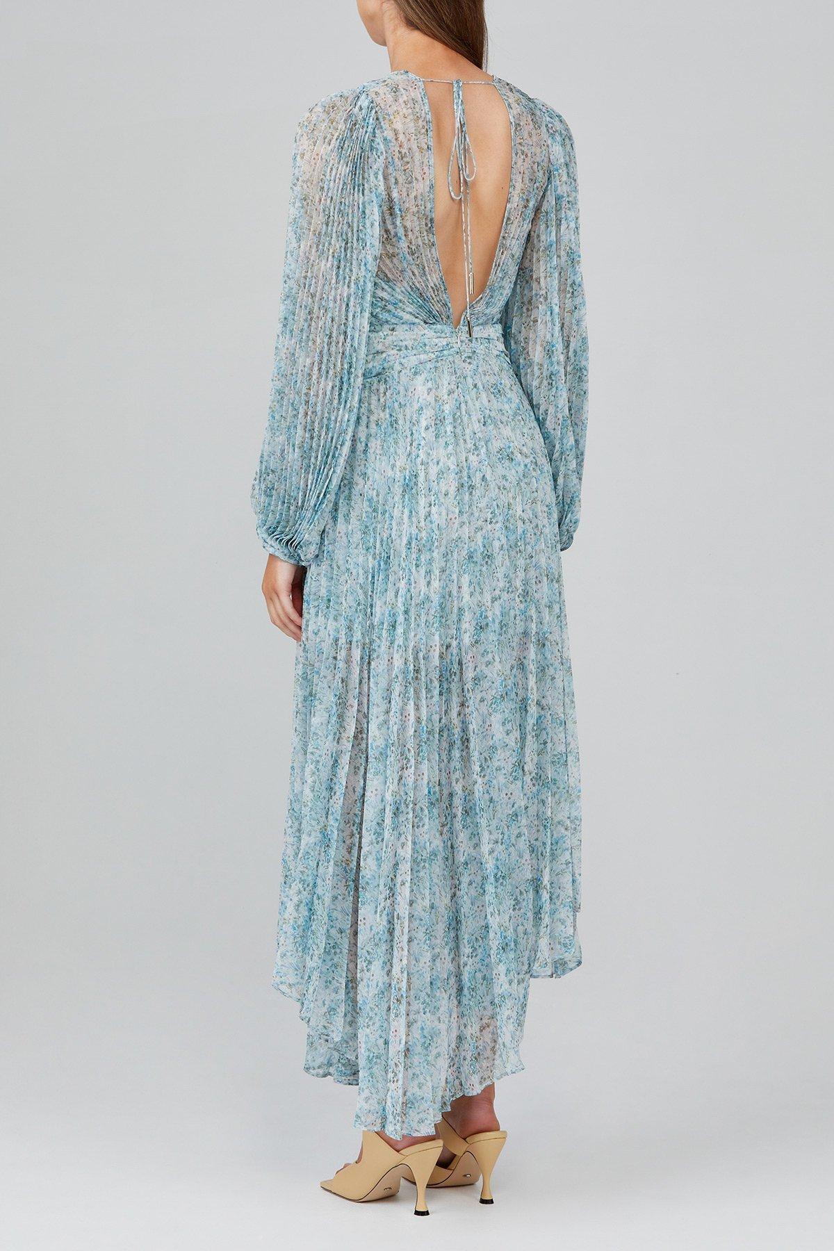 Acler Astone Midi Dress in Blue Fields Size 8 - Image 3