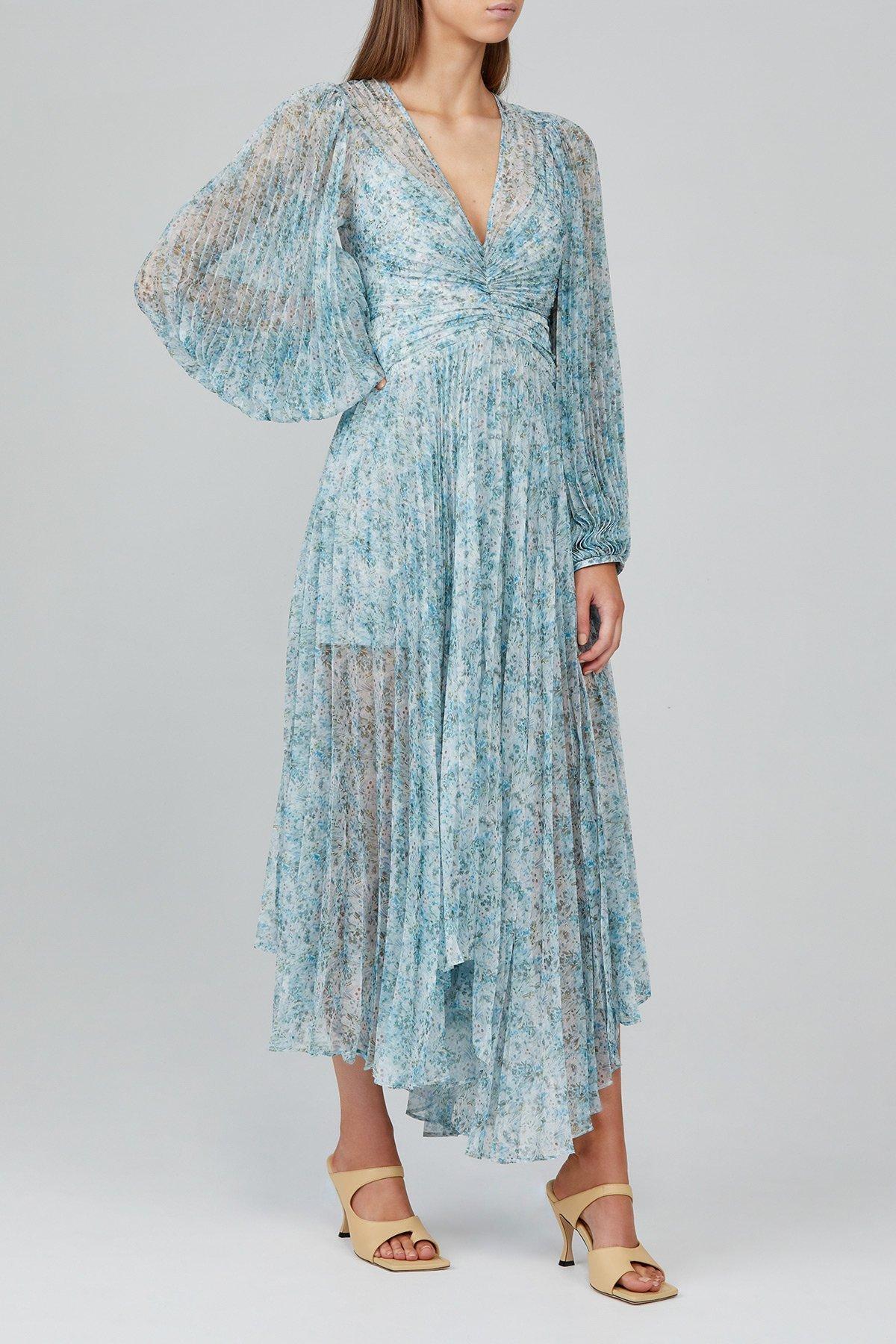 Acler Astone Midi Dress in Blue Fields Size 8 - Image 1