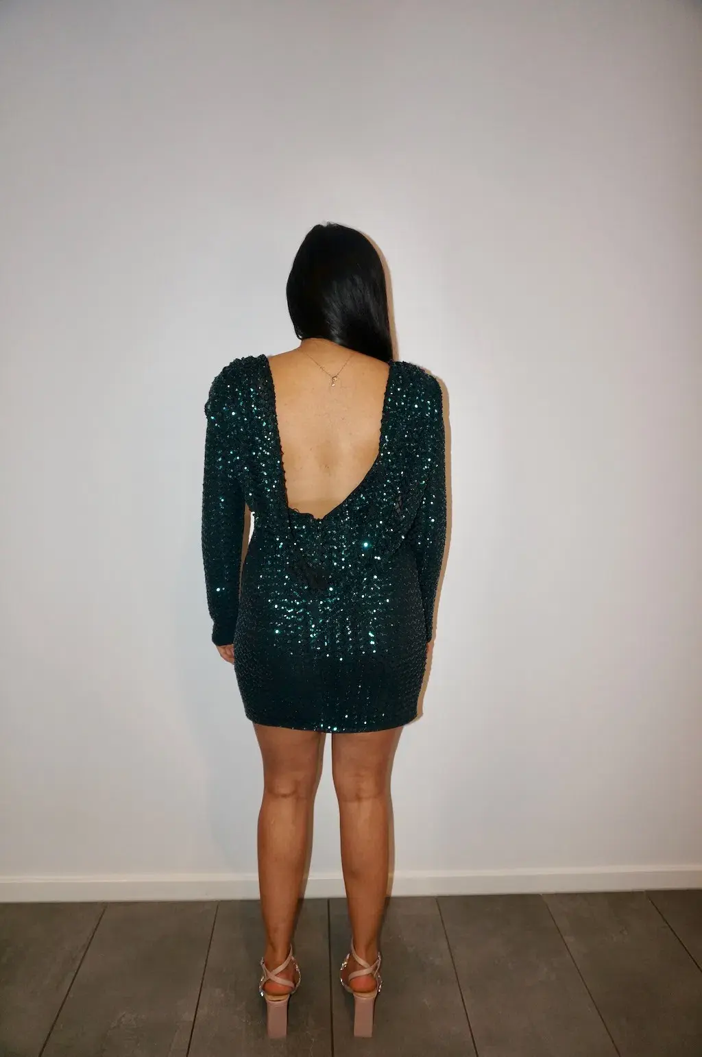 Elle Zeitoune Jelena Dress Emerald Green Sequin Size 14 - Image 2