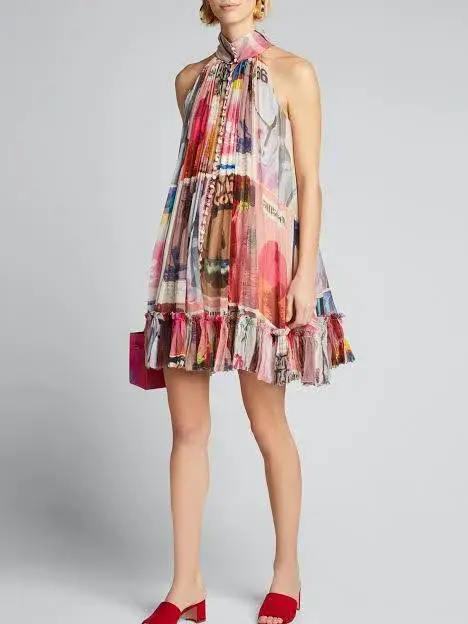 Zimmermann Wavelength High Collar Mini Dress Multi Size 0 / AU 8 - Image 1