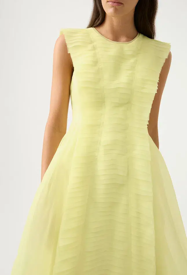 Aje Astrid Pleat Panel Midi Dress Yellow Size 12 / L - Image 2