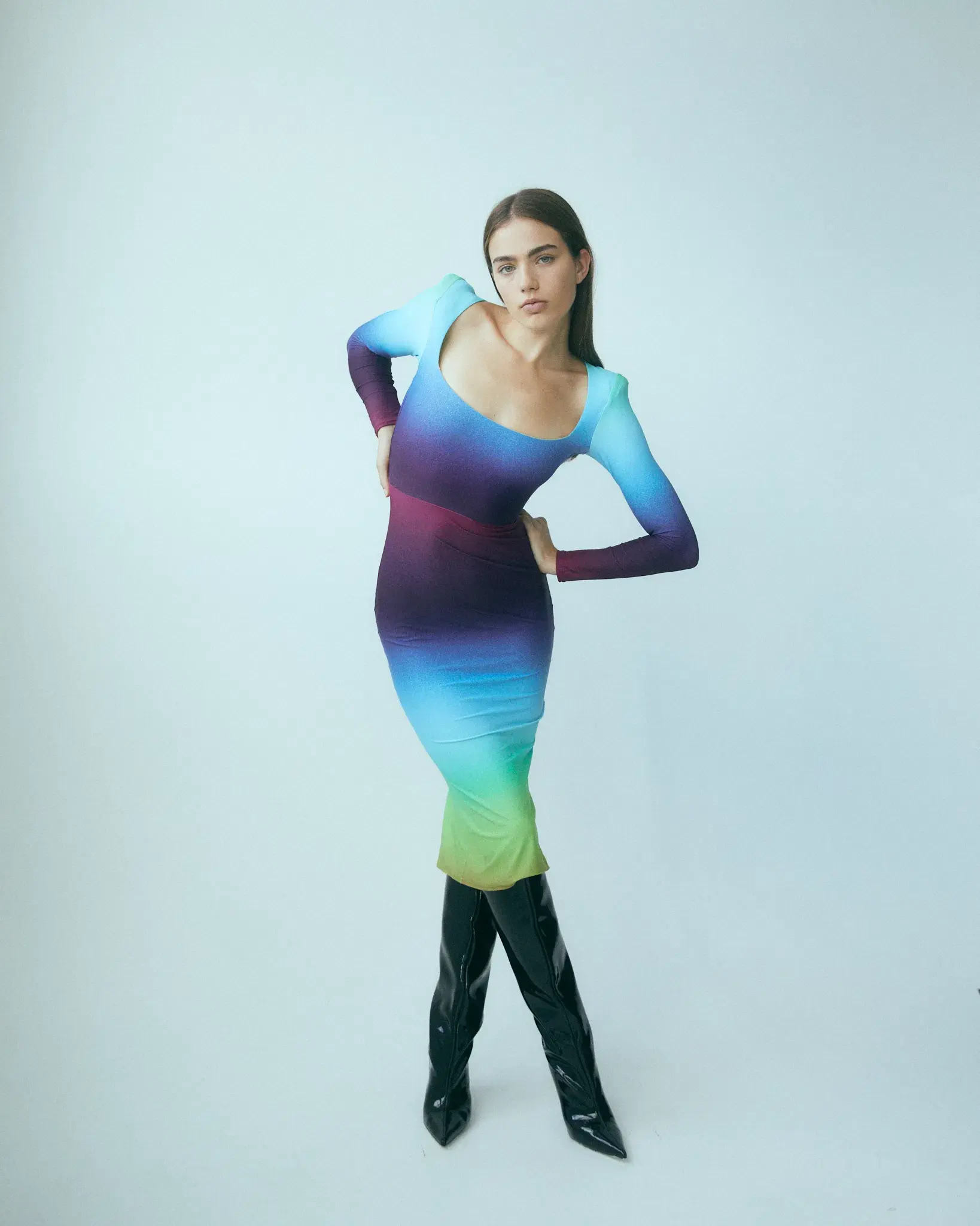 Alex Perry Toryn Ombré Stretch Jersey Midi Dress Gradient Size 8 - Image 1