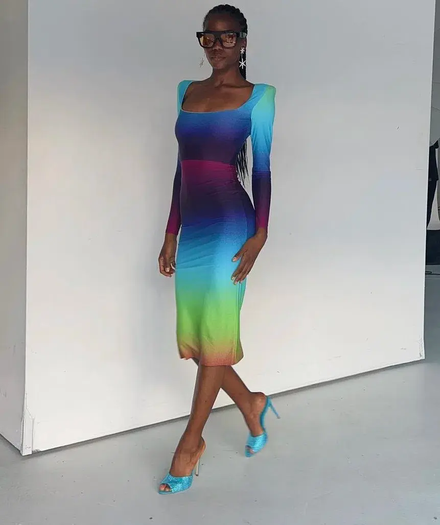 Alex Perry Toryn Ombré Stretch Jersey Midi Dress Gradient Size 8 - Image 3