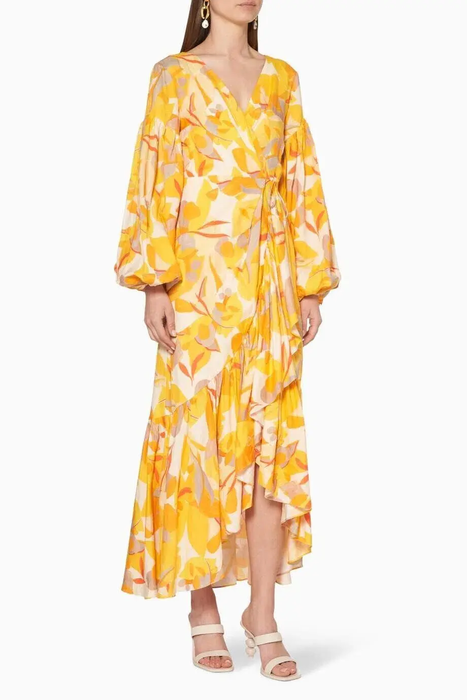 Acler Gallion Midi Dress Yellow Orange Size 10 - Image 3