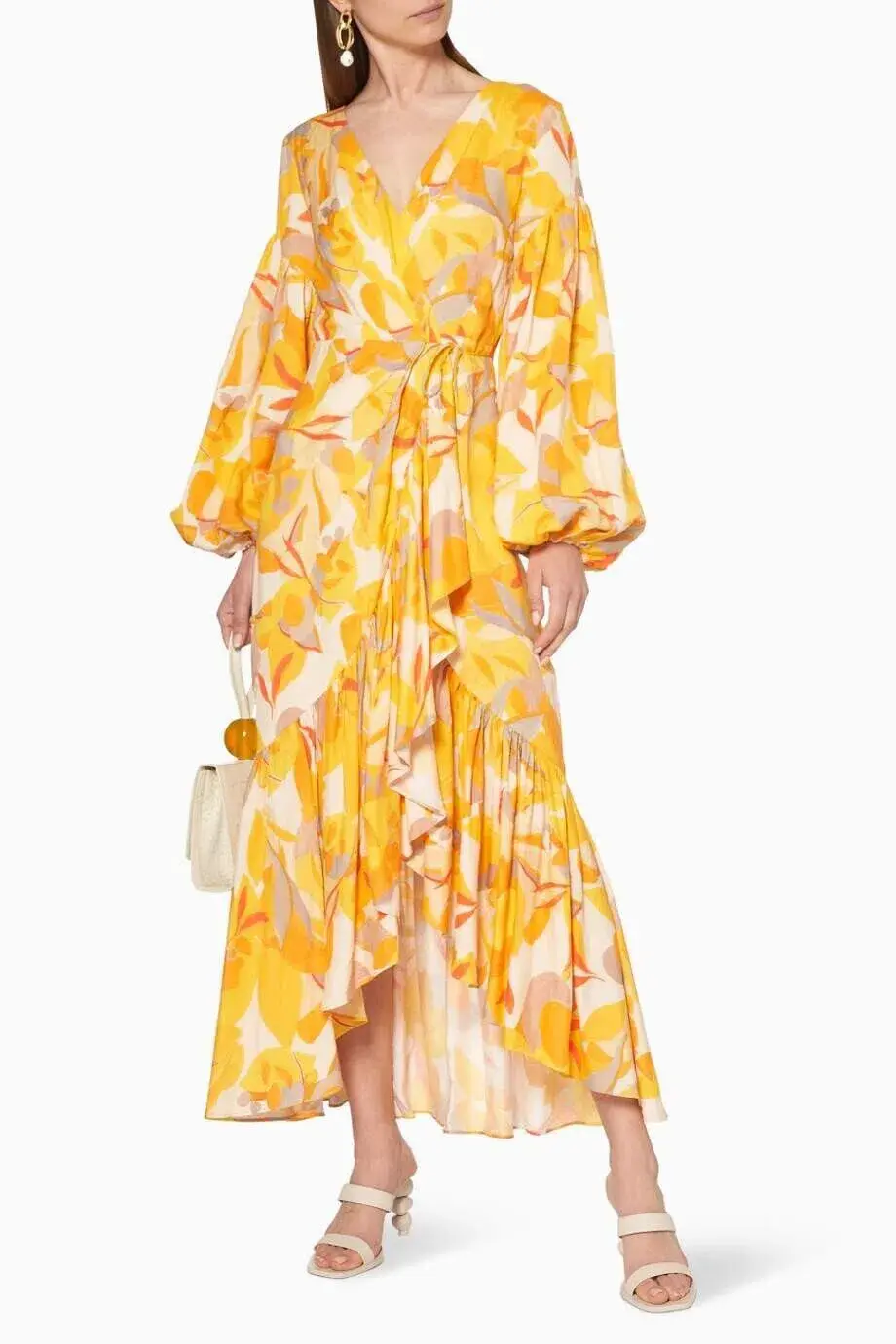 Acler Gallion Midi Dress Yellow Orange Size 10 - Image 2