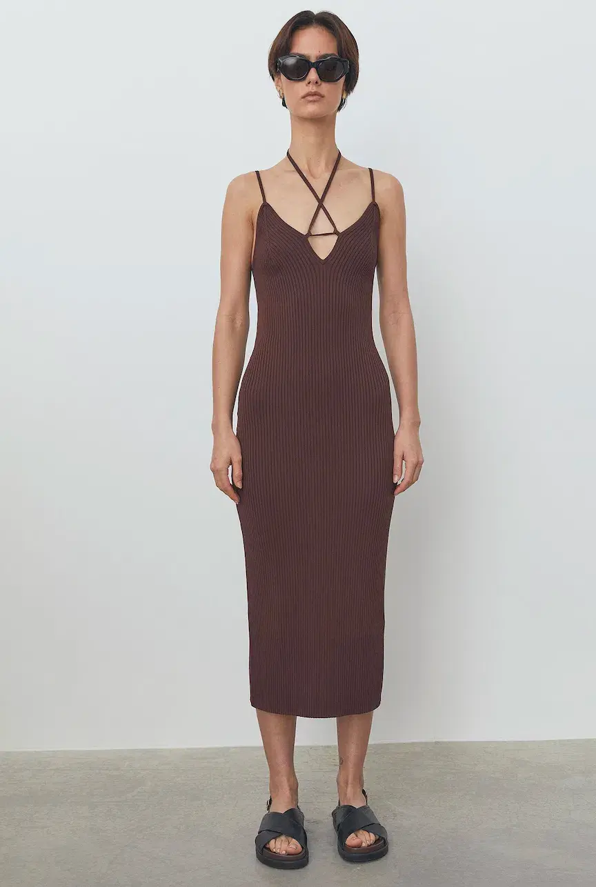 Viktoria and Woods Reynolds Midi Dress Brown Size 8 for rent on The Volte - main image