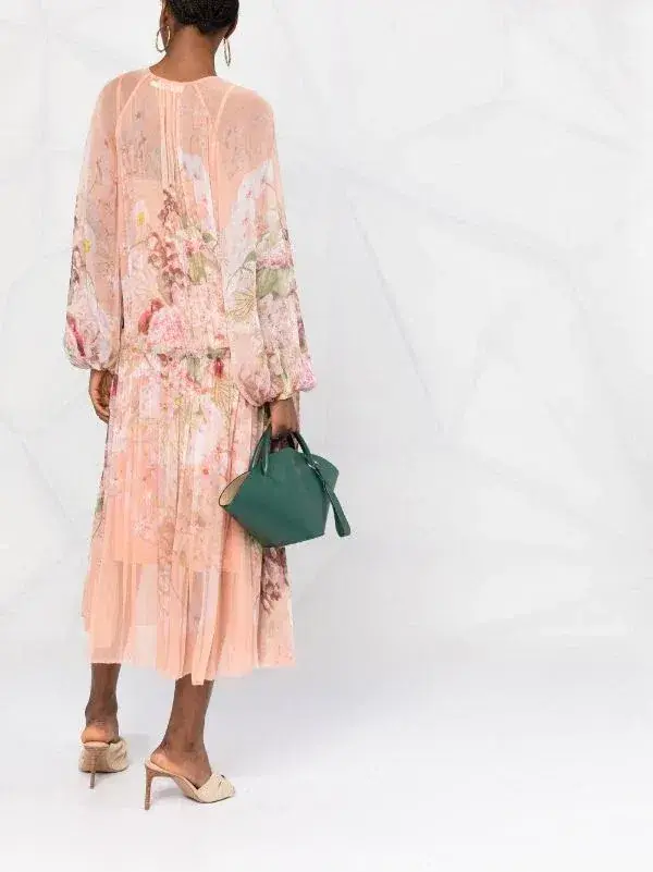 Zimmermann Dancer Drawn Midi Dress Blush Garden Floral Size 3  / AU 14 - Image 2
