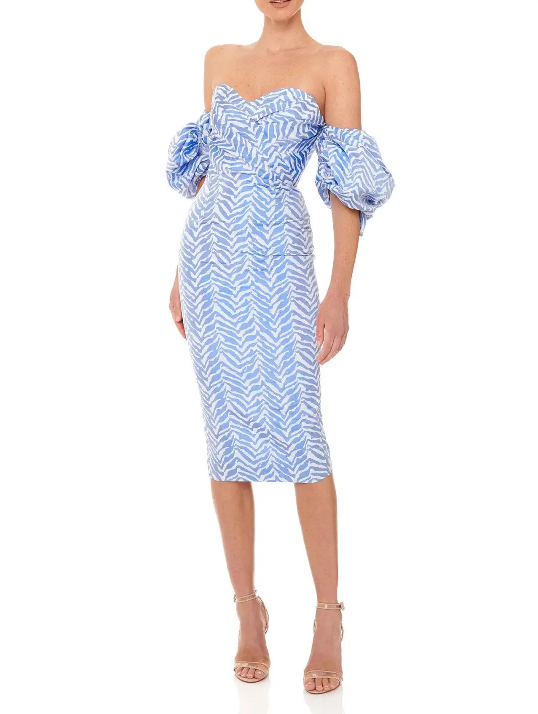 Eliya The Label Amalfi Striped Midi Dress Blue/White Size 12 for rent on The Volte - main image