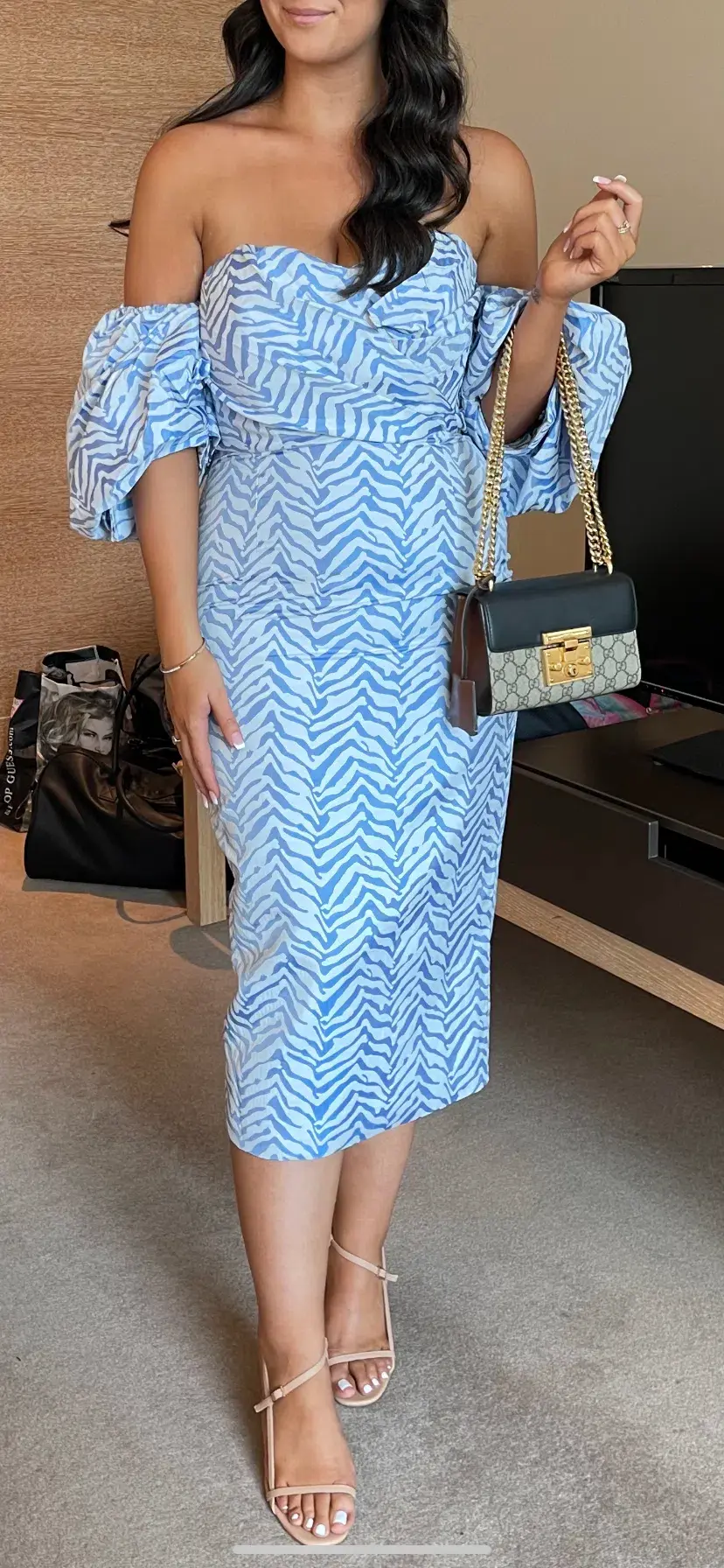 Eliya The Label Amalfi Striped Midi Dress Blue/White Size 12 - Image 3