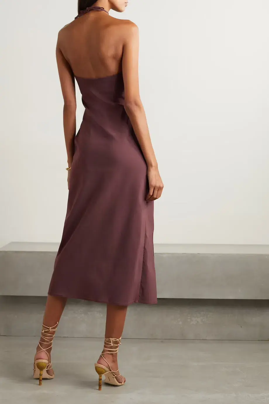 Cult Gaia Castila Embellished Halterneck Midi Dress Plum Size XS / Au 6 - Image 2