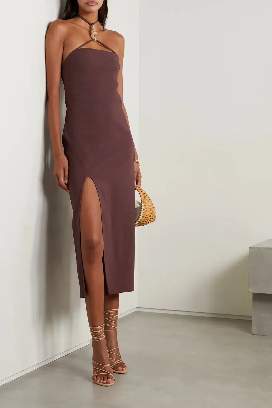 Cult Gaia Castila Embellished Halterneck Midi Dress Plum Size XS / Au 6 - Image 1