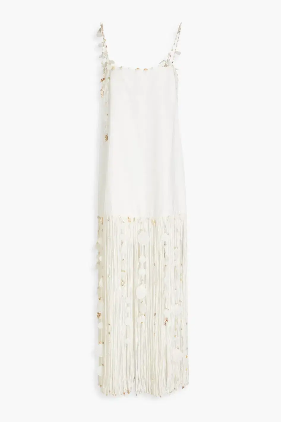 Zimmermann Postcard Fringed Embellished Linen Maxi Dress Ivory Size 0P / Au 6P for rent on The Volte - main image