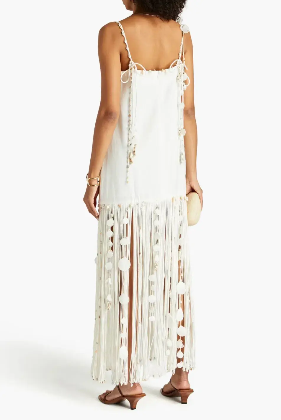 Zimmermann Postcard Fringed Embellished Linen Maxi Dress Ivory Size 0P / Au 6P for rent on The Volte - main image