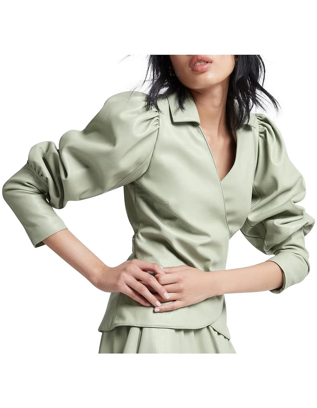 Aje Idyllic Wrap Top and Skirt Set Dusty Sage Green Size 6 - Image 6