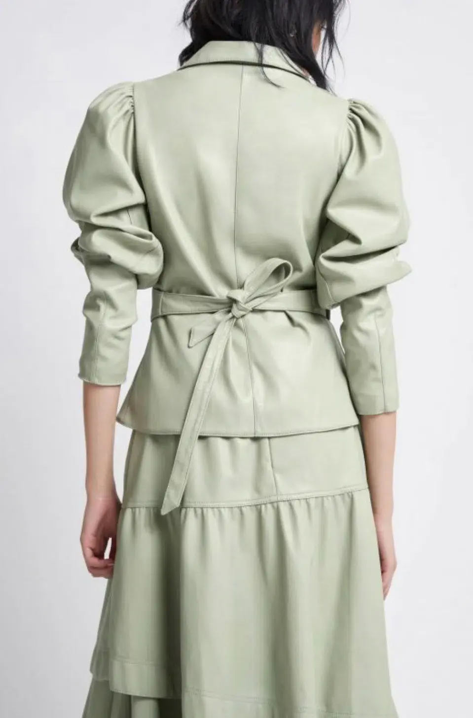 Aje Idyllic Wrap Top and Skirt Set Dusty Sage Green Size 6 for rent on The Volte - main image