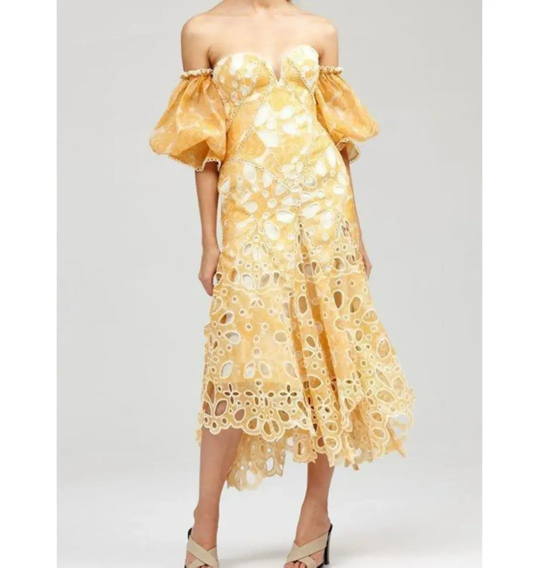 Acler Holland Midi Dress Lemon Size AU 10 for rent on The Volte - main image